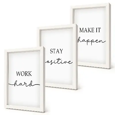 Tríptico com moldura frases motivacionais minimalistas inspiradoras