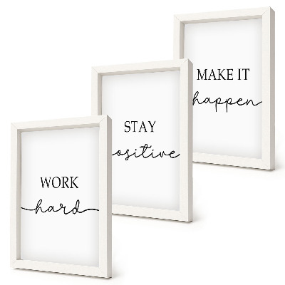 Tríptico com moldura Frases motivacionais minimalistas que inspiram