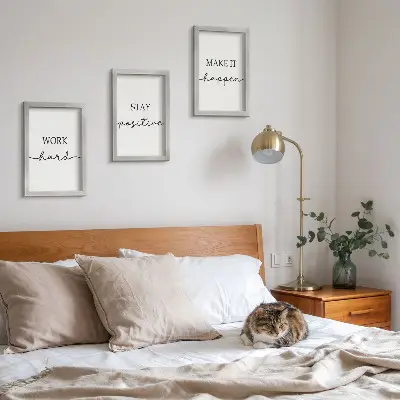 Tríptico com moldura frases motivacionais minimalistas inspiradoras