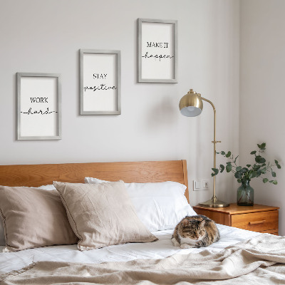 Tríptico com moldura Frases motivacionais minimalistas que inspiram