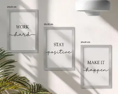 Tríptico com moldura frases motivacionais minimalistas inspiradoras
