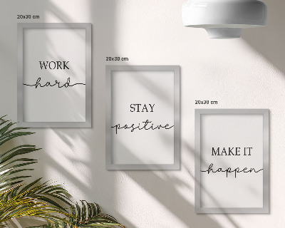 Tríptico com moldura Frases motivacionais minimalistas que inspiram