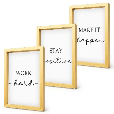 Tríptico com moldura frases motivacionais minimalistas inspiradoras