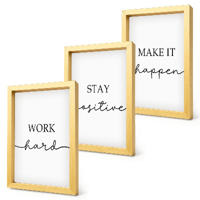 Tríptico com moldura Frases motivacionais minimalistas que inspiram