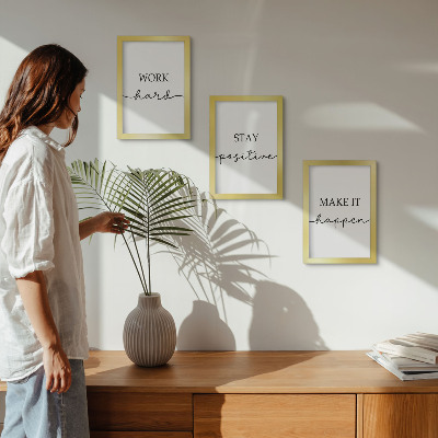 Tríptico com moldura Frases motivacionais minimalistas que inspiram