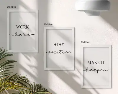 Tríptico com moldura frases motivacionais minimalistas inspiradoras