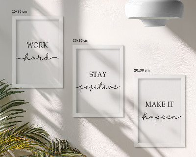 Tríptico com moldura Frases motivacionais minimalistas que inspiram