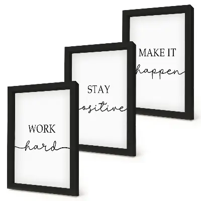 Tríptico com moldura frases motivacionais minimalistas inspiradoras