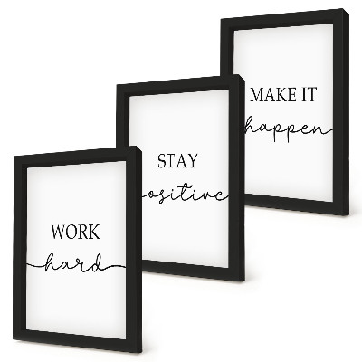 Tríptico com moldura Frases motivacionais minimalistas que inspiram