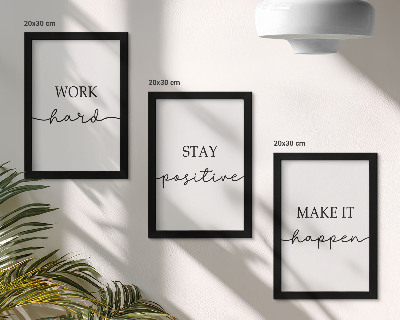 Tríptico com moldura Frases motivacionais minimalistas que inspiram