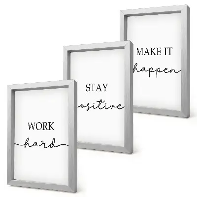 Tríptico com moldura frases motivacionais minimalistas inspiradoras