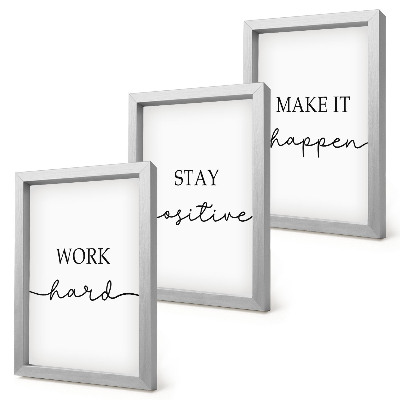 Tríptico com moldura Frases motivacionais minimalistas que inspiram
