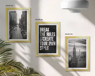 Conjunto de 3 quadros decorativos ruas da cidade em preto e branco com frase inspiradora