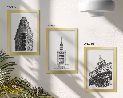 Conjunto de molduras com imagens Edifícios arquitetônicos em minimalismo preto e branco