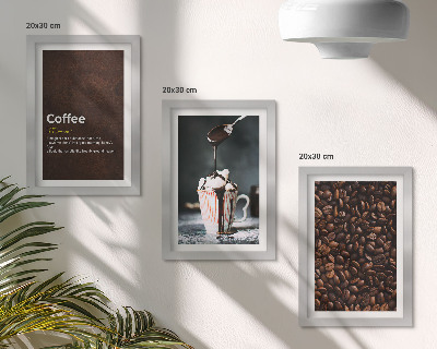 Conjunto de molduras com imagens Definição de bebida de chantilly com grãos de café