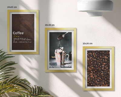 Conjunto de molduras com imagens Definição de bebida de chantilly com grãos de café