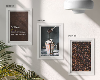 Conjunto de molduras com imagens Definição de bebida de chantilly com grãos de café