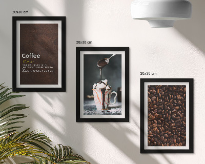 Conjunto de molduras com imagens Definição de bebida de chantilly com grãos de café