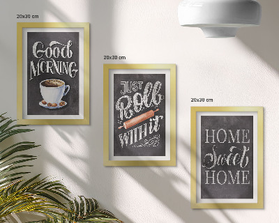 Conjunto de 3 quadros decorativos Temas para cozinha doméstica, inscrições em quadro-negro