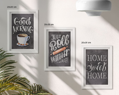 Conjunto de 3 quadros decorativos Temas para cozinha doméstica, inscrições em quadro-negro