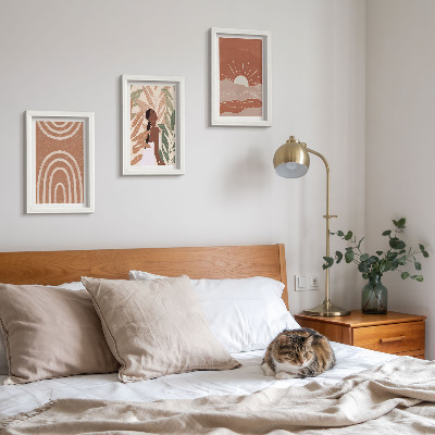 Conjunto de 3 quadros decorativos Formas e ilustrações abstratas boho