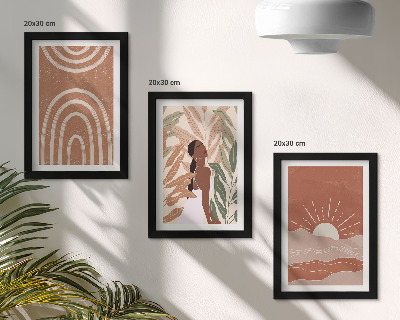 Conjunto de 3 quadros decorativos Formas e ilustrações abstratas boho