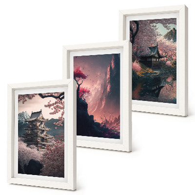 Conjunto de molduras com imagens Paisagens fantásticas das montanhas do Japão