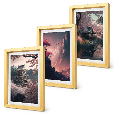 Conjunto de molduras com imagens Paisagens fantásticas das montanhas do Japão