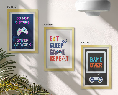 Conjunto de 3 quadros decorativos Legendas relacionadas a jogos de entretenimento