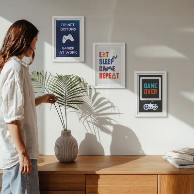 Conjunto de 3 quadros decorativos Legendas relacionadas a jogos de entretenimento