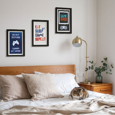 Conjunto de 3 quadros decorativos Legendas relacionadas a jogos de entretenimento