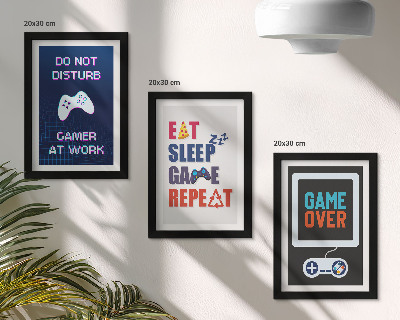 Conjunto de 3 quadros decorativos Legendas relacionadas a jogos de entretenimento