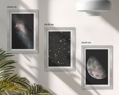 Conjunto de molduras com imagens galáxia espacial, estrelas e lua cheia