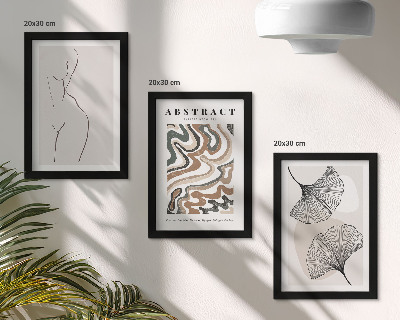 Conjunto de 3 quadros decorativos Pôster abstrato com formas femininas e folhas em estilo boho.