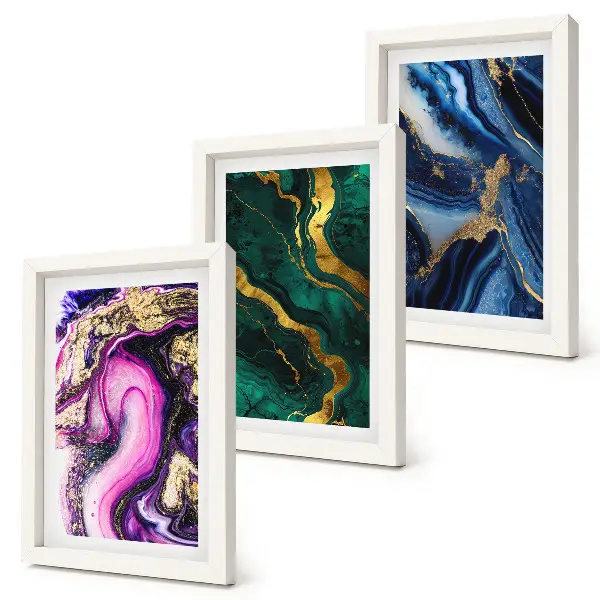 Conjunto de molduras com imagens com padrões abstratos em tons de rosa, verde e azul