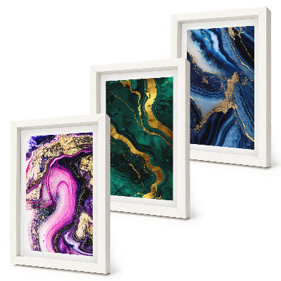 Conjunto de molduras com imagens Padrões abstratos em tons de rosa, verde e azul.