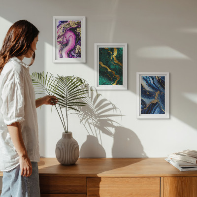 Conjunto de molduras com imagens Padrões abstratos em tons de rosa, verde e azul.
