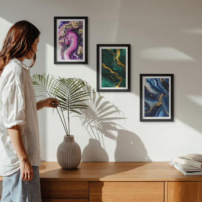 Conjunto de molduras com imagens Padrões abstratos em tons de rosa, verde e azul.