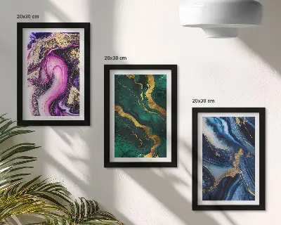 Conjunto de molduras com imagens com padrões abstratos em tons de rosa, verde e azul