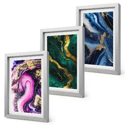 Conjunto de molduras com imagens com padrões abstratos em tons de rosa, verde e azul