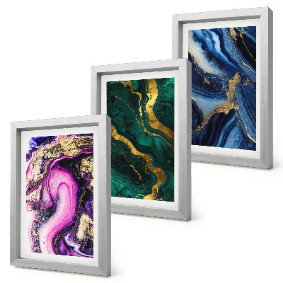 Conjunto de molduras com imagens Padrões abstratos em tons de rosa, verde e azul.