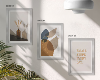 Tríptico com moldura Formas abstratas e detalhes naturais incluídos