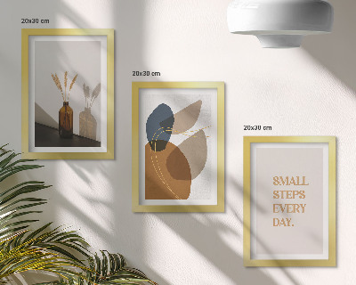 Tríptico com moldura Formas abstratas e detalhes naturais incluídos