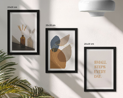 Tríptico com moldura Formas abstratas e detalhes naturais incluídos