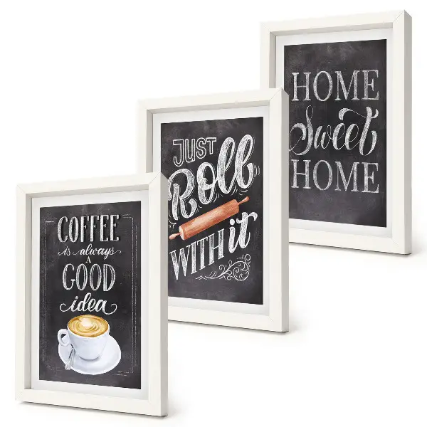 Conjunto de molduras com imagens com a temática café, aconchego e calor do lar