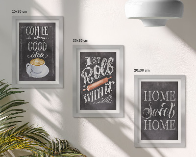 Conjunto de molduras com imagens Café, aconchego e calor do lar.