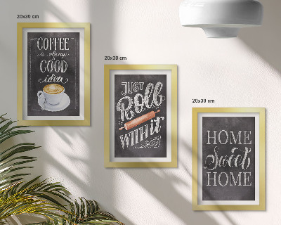 Conjunto de molduras com imagens Café, aconchego e calor do lar.