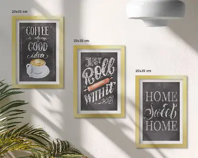 Conjunto de molduras com imagens com a temática café, aconchego e calor do lar
