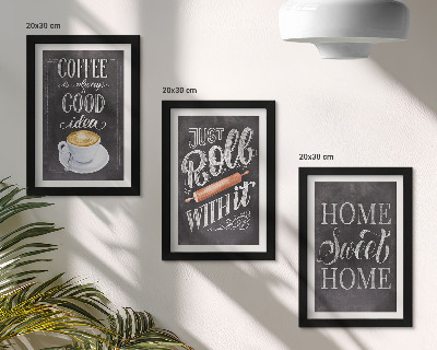 Conjunto de molduras com imagens Café, aconchego e calor do lar.