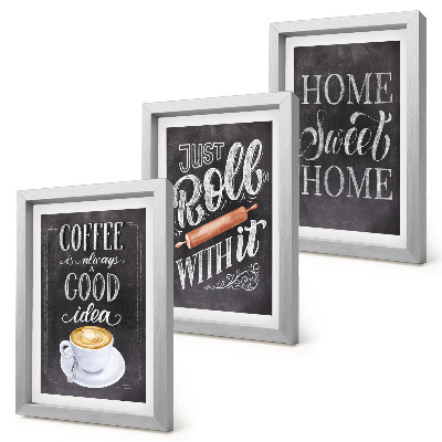 Conjunto de molduras com imagens Café, aconchego e calor do lar.